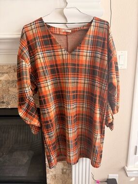 Zara Orange Plaid High-Low Dress
